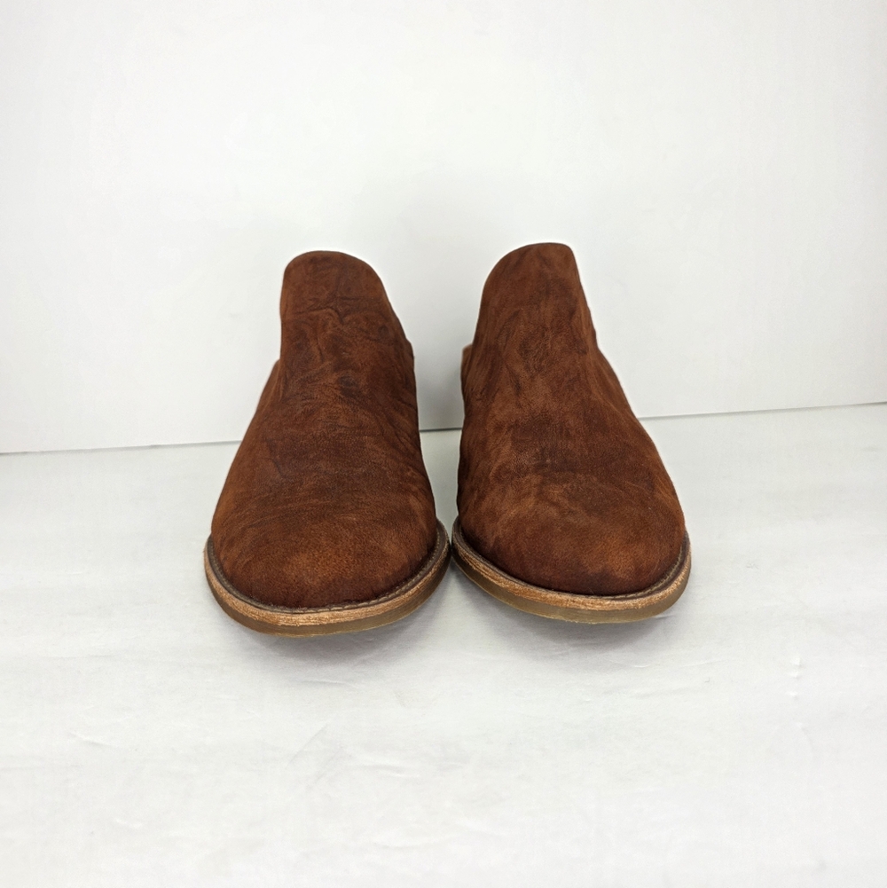 Sofft Ameera Cognac Suede Textured Western Shoes Leather Mule Clogs Size 8.5M - Picture 4 of 16